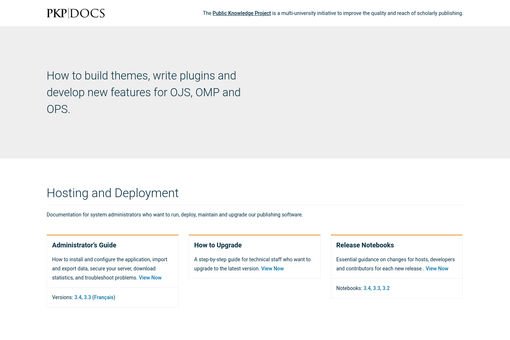 Screenshot of the developer documentation hub